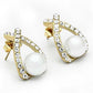 MAGL251 - IP Gold(Ion Plating) Brass Earrings with Synthetic Pearl in White