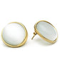 MAGL253 - IP Gold(Ion Plating) Brass Earrings with Synthetic Cat Eye in White