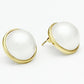 MAGL254 - IP Gold(Ion Plating) Brass Earrings with Synthetic Pearl in White