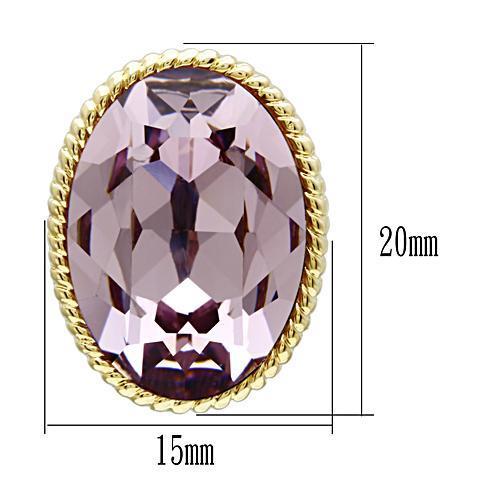 MAGL258 - IP Gold(Ion Plating) Brass Earrings with Top Grade Crystal  in Light Amethyst