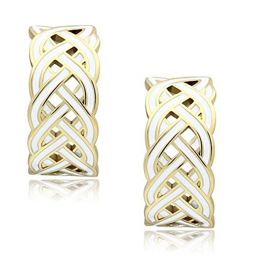 MAGL272 - IP Gold(Ion Plating) Brass Earrings with Epoxy  in White