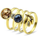 MAGL276 - IP Gold(Ion Plating) Brass Ring with Top Grade Crystal  in Multi Color