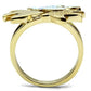 MAGL277 - IP Gold(Ion Plating) Brass Ring with Top Grade Crystal  in Multi Color