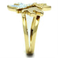 MAGL277 - IP Gold(Ion Plating) Brass Ring with Top Grade Crystal  in Multi Color