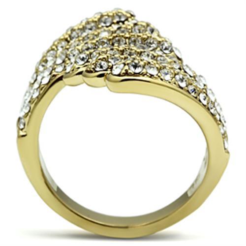 MAGL284 - IP Gold(Ion Plating) Brass Ring with Top Grade Crystal  in Clear