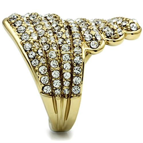 MAGL284 - IP Gold(Ion Plating) Brass Ring with Top Grade Crystal  in Clear