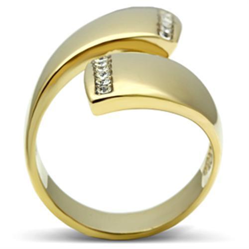 MAGL292 - IP Gold(Ion Plating) Brass Ring with Top Grade Crystal  in Clear