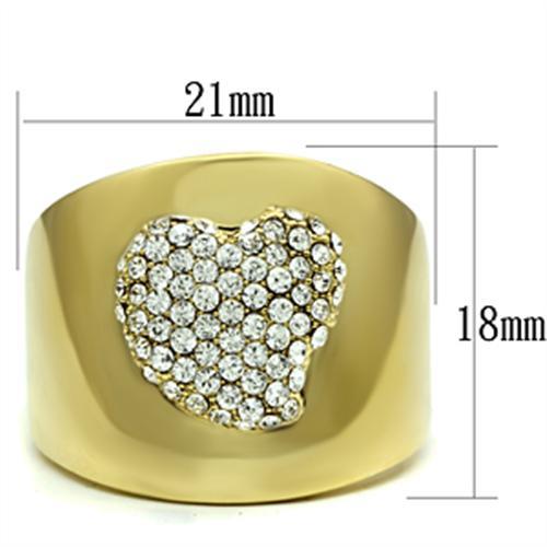 MAGL293 - IP Gold(Ion Plating) Brass Ring with Top Grade Crystal  in Clear