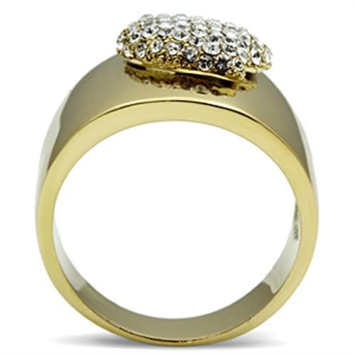 MAGL293 - IP Gold(Ion Plating) Brass Ring with Top Grade Crystal  in Clear