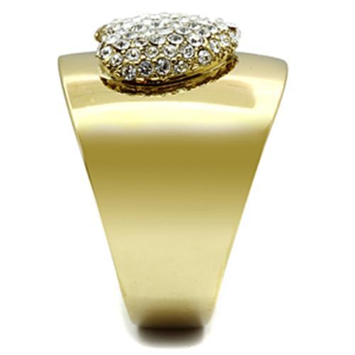 MAGL293 - IP Gold(Ion Plating) Brass Ring with Top Grade Crystal  in Clear