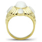 MAGL294 - IP Gold(Ion Plating) Brass Ring with Synthetic Cat Eye in White
