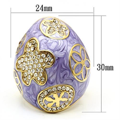 MAGL295 - IP Gold(Ion Plating) Brass Ring with Top Grade Crystal  in Clear