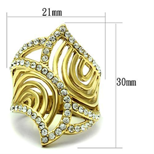 MAGL296 - IP Gold(Ion Plating) Brass Ring with Top Grade Crystal  in Clear