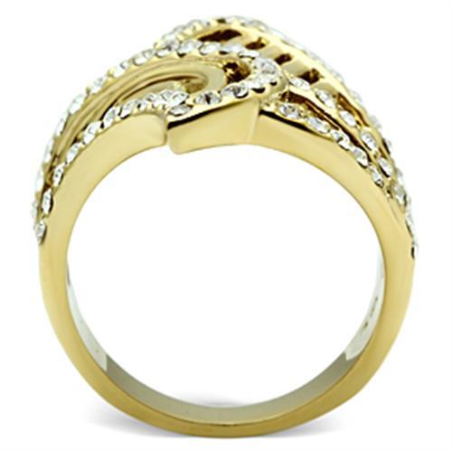 MAGL296 - IP Gold(Ion Plating) Brass Ring with Top Grade Crystal  in Clear