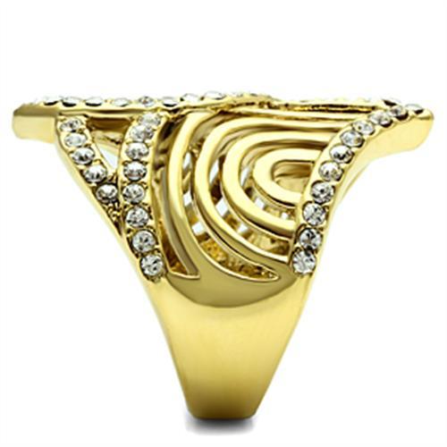 MAGL296 - IP Gold(Ion Plating) Brass Ring with Top Grade Crystal  in Clear