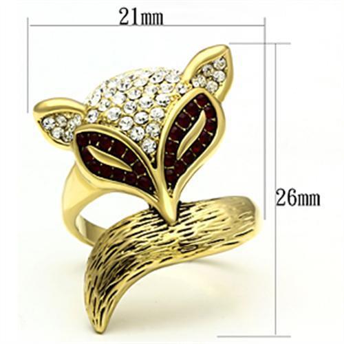 MAGL297 - IP Gold(Ion Plating) Brass Ring with Top Grade Crystal  in Multi Color