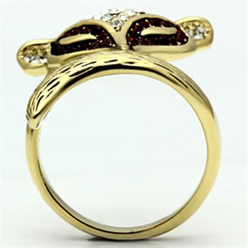 MAGL297 - IP Gold(Ion Plating) Brass Ring with Top Grade Crystal  in Multi Color