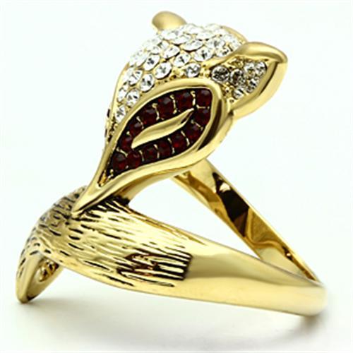 MAGL297 - IP Gold(Ion Plating) Brass Ring with Top Grade Crystal  in Multi Color