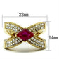 MAGL298 - IP Gold(Ion Plating) Brass Ring with AAA Grade CZ  in Ruby