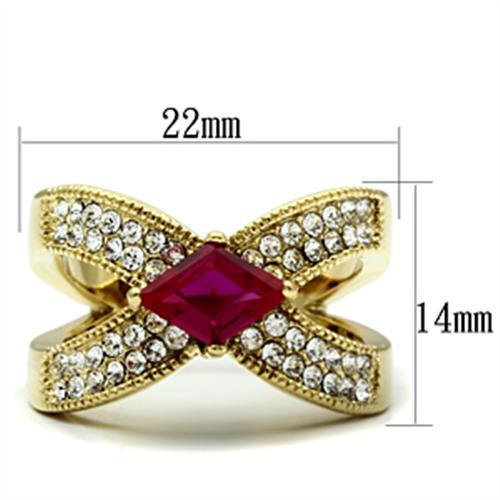 MAGL298 - IP Gold(Ion Plating) Brass Ring with AAA Grade CZ  in Ruby