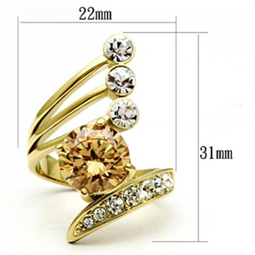 MAGL300 - IP Gold(Ion Plating) Brass Ring with AAA Grade CZ  in Champagne