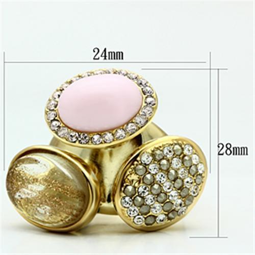 MAGL301 - IP Gold(Ion Plating) Brass Ring with Top Grade Crystal  in Multi Color