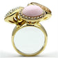 MAGL301 - IP Gold(Ion Plating) Brass Ring with Top Grade Crystal  in Multi Color