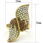 MAGL304 - IP Gold(Ion Plating) Brass Ring with Top Grade Crystal  in Multi Color