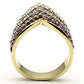 MAGL305 - IP Gold(Ion Plating) Brass Ring with Top Grade Crystal  in Multi Color