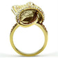 MAGL307 - IP Gold(Ion Plating) Brass Ring with Top Grade Crystal  in Multi Color