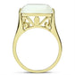 MAGL309 - IP Gold(Ion Plating) Brass Ring with Synthetic Cat Eye in White