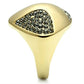 MAGL311 - IP Gold(Ion Plating) Brass Ring with Top Grade Crystal  in Black Diamond