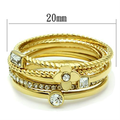 MAGL322 - IP Gold(Ion Plating) Brass Ring with Top Grade Crystal  in Clear