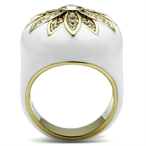 MAGL326 - IP Gold(Ion Plating) Brass Ring with Top Grade Crystal  in Clear