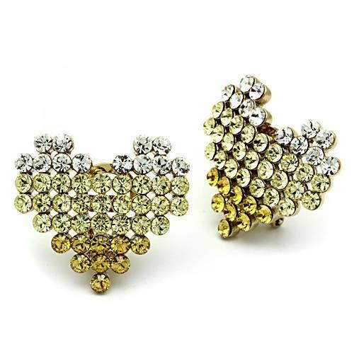 MAGL333 - IP Gold(Ion Plating) Brass Earrings with Top Grade Crystal  in Multi Color