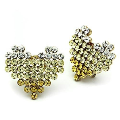 MAGL333 - IP Gold(Ion Plating) Brass Earrings with Top Grade Crystal  in Multi Color