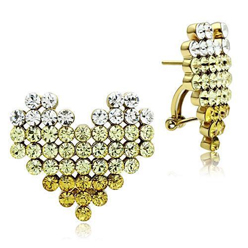 MAGL333 - IP Gold(Ion Plating) Brass Earrings with Top Grade Crystal  in Multi Color