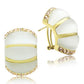 MAGL339 - IP Gold(Ion Plating) Brass Earrings with Synthetic Cat Eye in White