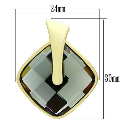 MAGL342 - IP Gold(Ion Plating) Brass Earrings with Synthetic Synthetic Glass in Black Diamond
