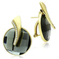 MAGL343 - IP Gold(Ion Plating) Brass Earrings with Synthetic Synthetic Glass in Black Diamond