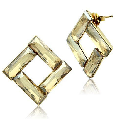 MAGL344 - IP Gold(Ion Plating) Brass Earrings with Top Grade Crystal  in Topaz