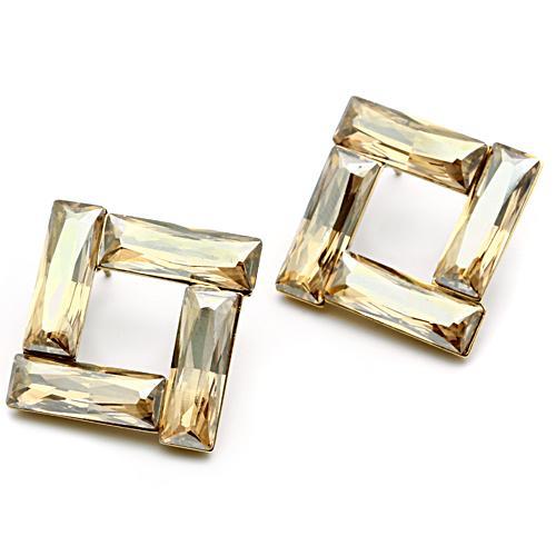MAGL344 - IP Gold(Ion Plating) Brass Earrings with Top Grade Crystal  in Topaz