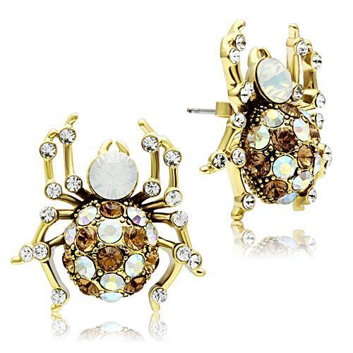 MAGL347 - IP Gold(Ion Plating) Brass Earrings with Top Grade Crystal  in Multi Color