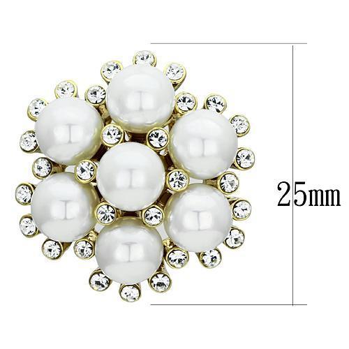 MAGL349 - IP Gold(Ion Plating) Brass Earrings with Synthetic Pearl in White