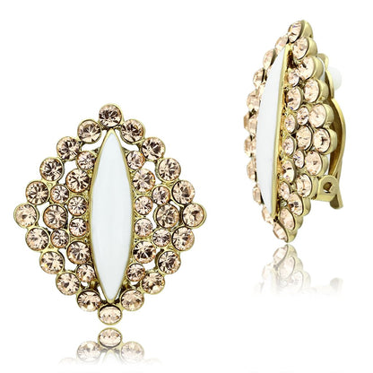 MAGL350 - IP Gold(Ion Plating) Brass Earrings with Top Grade Crystal  in Champagne