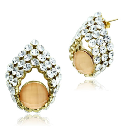 MAGL355 - IP Gold(Ion Plating) Brass Earrings with Synthetic Synthetic Stone in Orange