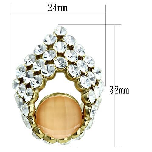 MAGL355 - IP Gold(Ion Plating) Brass Earrings with Synthetic Synthetic Stone in Orange