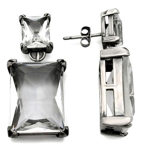 MALO1139 - Antique Silver Brass Earrings with AAA Grade CZ  in Clear