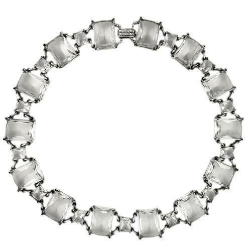MALO1140 - Antique Silver Brass Necklace with Synthetic Synthetic Glass in Clear