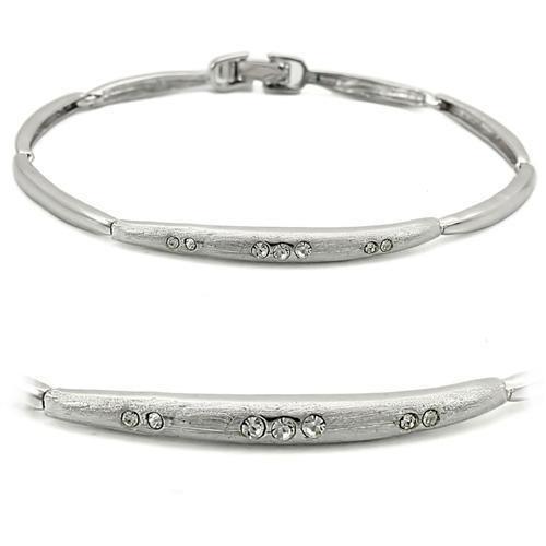 MALO1156 - Rhodium+Brushed Brass Bracelet with Top Grade Crystal  in Clear